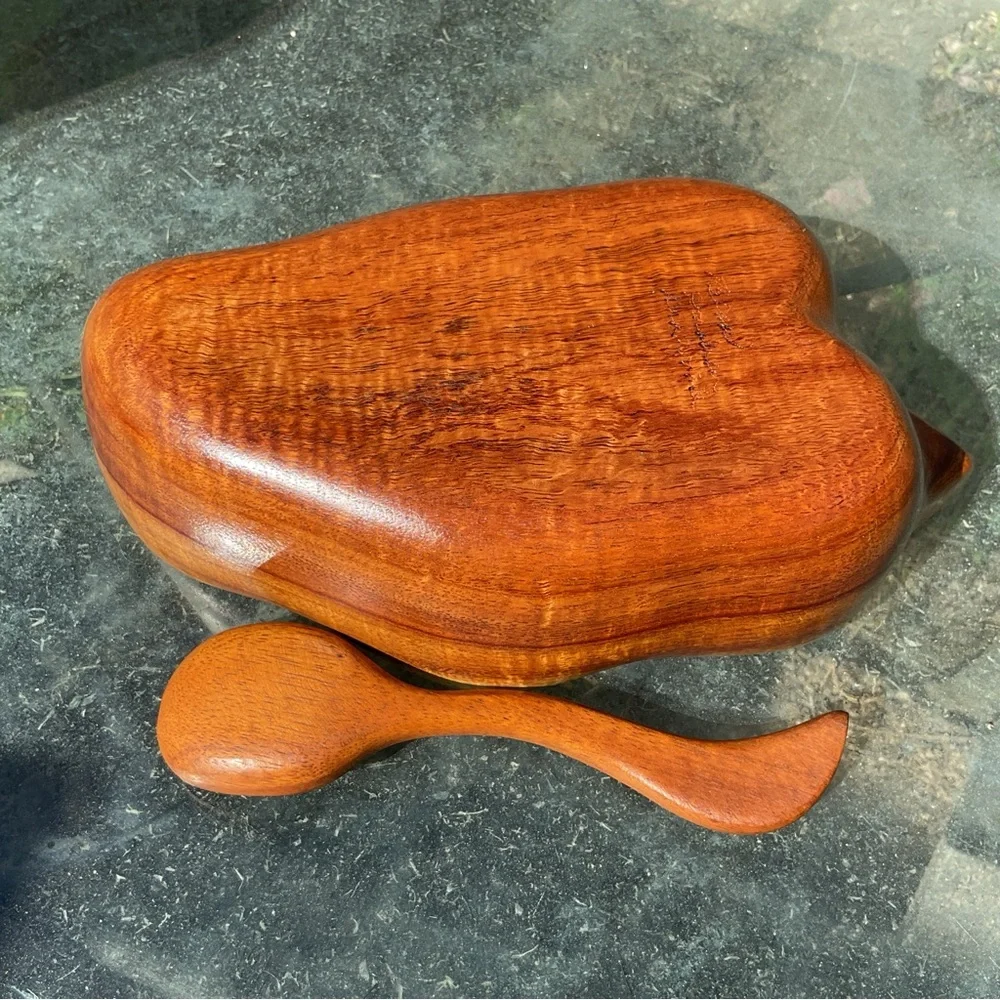 Handmade Hawaiian Wooden Bowl and Spoon Set, Signed - Picture 5 of 10